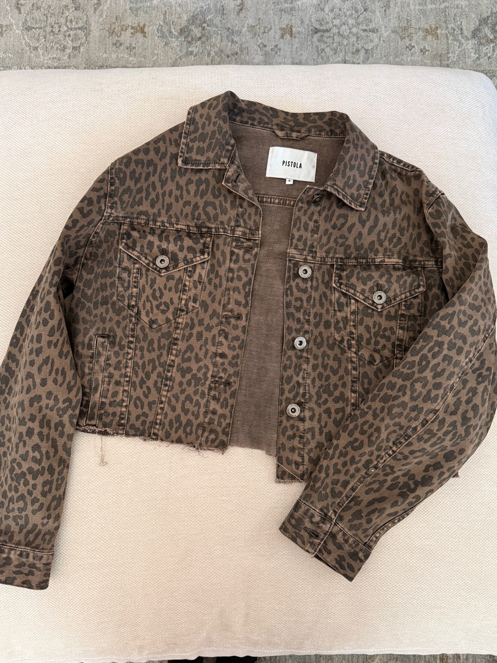 Pistola Brown Leopard Print Denim Jacket
